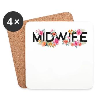 Nurse Midwife Birth Worker Flower - Untersetzer (4er-Set) - Weiß - Vorne