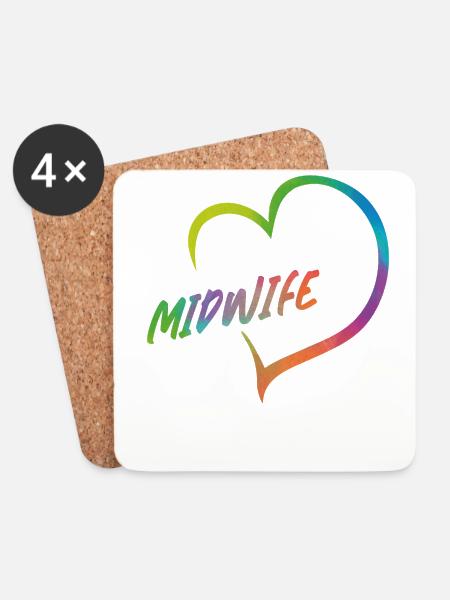 Nurse Midwife Birth Worker Heart - Coasters (set of 4) - white