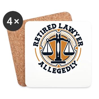 Retired Lawyer Allegedly Legal Counsel Law - Coasters (set of 4) - white - Front