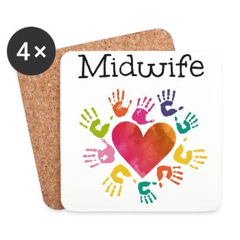 Nurse Midwife Birth Worker Heart - Untersetzer (4er-Set) - Weiß - Vorne