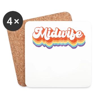 Nurse Midwife Birth Worker Retro - Untersetzer (4er-Set) - Weiß - Vorne