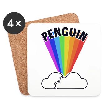 Penguin Rainbow Emperor Penguin Seabird - Coasters (set of 4) - white - Front