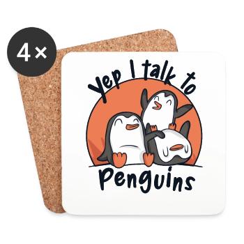 I Talk To Penguins Seabird King Penguin - Coasters (set of 4) - white - Front