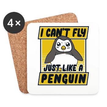 Je ne peux pas voler comme un pingouin Königspinguin - Dessous de verre (lot de 4) - blanc - Devant