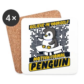 Believe In Yourself Motivational Penguin Seabird - Coasters (set of 4) - white - Front