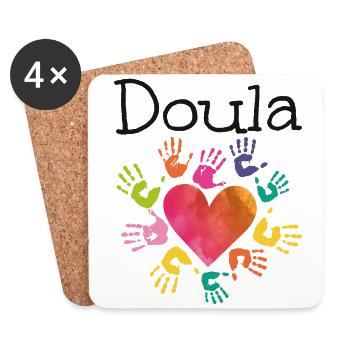 Doula Naissance Travailleur Coeur Mains - Dessous de verre (lot de 4) - blanc - Devant