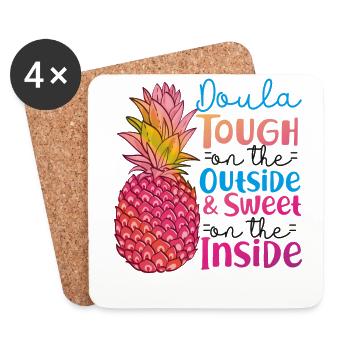 Doula Birth Worker Pineapple Doula - Untersetzer (4er-Set) - Weiß - Vorne
