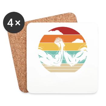 Retro Hand Wrestling Techniques Exercise Arm - Coasters (set of 4) - white - Front