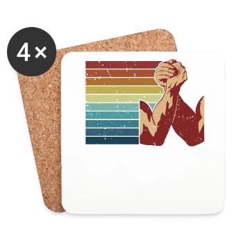 Retro Exercise Hand Wrestling Techniques Arm - Coasters (set of 4) - white - Front