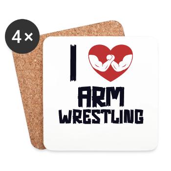 I love Arm Wrestling Exercise Hand Wrestling Arm - Coasters (set of 4) - white - Front