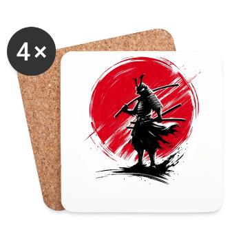 Japanese Samurai Silhouette Vintage Fighter - Coasters (set of 4) - white - Front