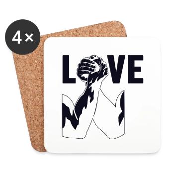 Love Techniques Exercise Hand Wrestling Arm - Coasters (set of 4) - white - Front