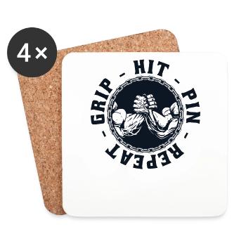 Hit Pin Répéter les techniques de lutte à la main Bras - Dessous de verre (lot de 4) - blanc - Devant