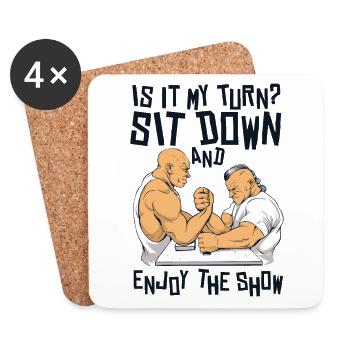 Sit Down And Enjoy The Show Exercise Trainer Arm - Coasters (set of 4) - white - Front