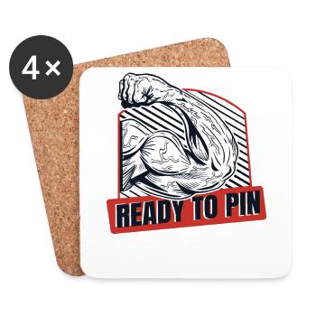 Ready To Pin Hand Wrestling Techniques Trainer - Untersetzer (4er-Set) - Weiß - Vorne