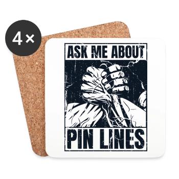 Posez-moi des questions sur l’exercice de lutte à mains nues des lignes d’épingles - Dessous de verre (lot de 4) - blanc - Devant