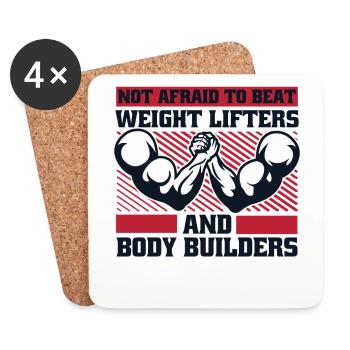 Not Afraid To Beat Weight Lifters Exercise Arm - Untersetzer (4er-Set) - Weiß - Vorne