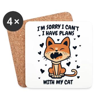 I Have Plans With My Cat Hauskatze Miezekatze - Untersetzer (4er-Set) - Weiß - Vorne