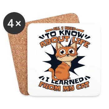I Learned From My Cat Kätzchen Hauskatze - Untersetzer (4er-Set) - Weiß - Vorne