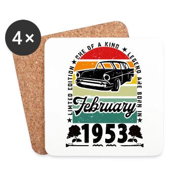 Geburtstag Februar 1953, Jahrgang Februar 1953. - Untersetzer (4er-Set) - Weiß - Vorne