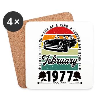 Geburtstag Februar 1977, Jahrgang Februar 1977. - Untersetzer (4er-Set) - Weiß - Vorne