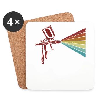 Retro Car Spray Automotive Vehicle Car Painter - Coasters (set of 4) - white - Front