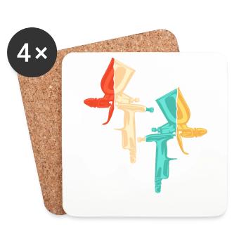 Retro Car Spray Automotive Vehicle Car Painter - Coasters (set of 4) - white - Front