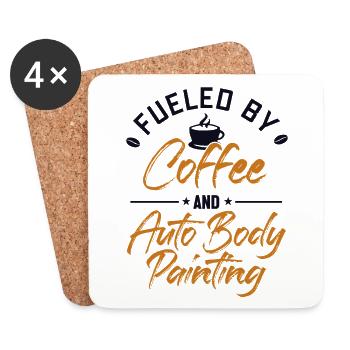 Fueled by Coffee and Auto Body Painting Vehicle - Coasters (set of 4) - white - Front