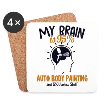 Mon cerveau est à 95% Auto Body Painting Automobile Voiture - Dessous de verre (lot de 4) - blanc - Devant