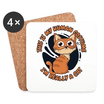 This Is My Human Costume I'm Really A Cat - Untersetzer (4er-Set) - Weiß - Vorne
