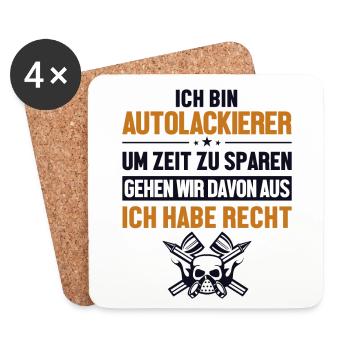 Autolackierer hat immer Recht Automotive Vehicle - Untersetzer (4er-Set) - Weiß - Vorne