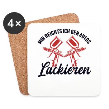 Mir reichts ich geh Lackieren Automotive Vehicle - Coasters (set of 4) - white - Front