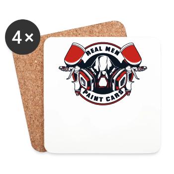 Real Men Paint Cars Vehicle Car Spray Automotive - Coasters (set of 4) - white - Front
