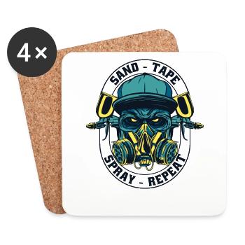 Sand Tape Spray Repeat Automotive Vehicle Car - Coasters (set of 4) - white - Front