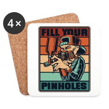 Retro füllen Sie Ihre Pinholes Auto Spray Auto Auto Auto - Untersetzer (4er-Set) - Weiß - Vorne