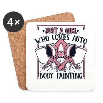 Fille Qui Aime Véhicule Voiture Spray Automobile Voiture - Dessous de verre (lot de 4) - blanc - Devant