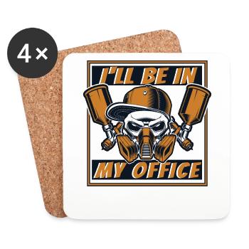 I'll Be In My Office Automotive Vehicle Car - Coasters (set of 4) - white - Front