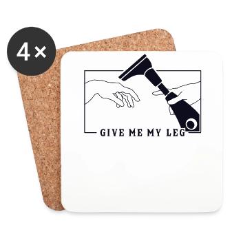 Michelangelo Creation of Adam Prosthetic Limb Leg - Coasters (set of 4) - white - Front