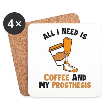 Kaffee und meine Prothese Prothese Fuß Benutzer Bein - Untersetzer (4er-Set) - Weiß - Vorne