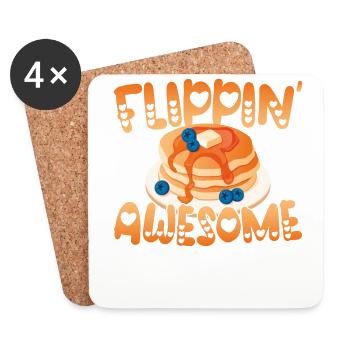 Les enfants amateurs de crêpes flippin' - Dessous de verre (lot de 4) - blanc - Devant