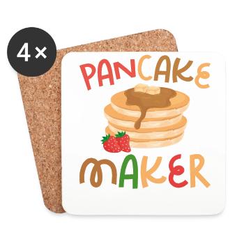 Pancake Lover Kids Pancake Maker - Coasters (set of 4) - white - Front