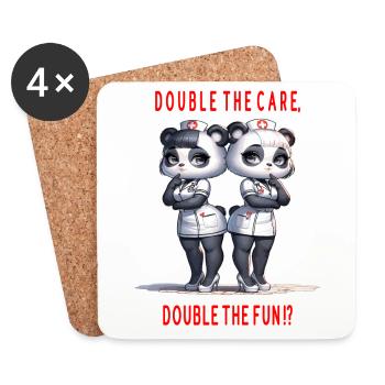 Panda Nurses, deux fois plus de soins, deux fois plus de plaisir - Dessous de verre (lot de 4) - blanc - Devant