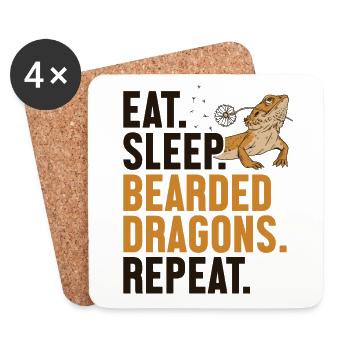 Eat Sleep Bartagamen Wiederholung Pogona Haustier - Untersetzer (4er-Set) - Weiß - Vorne
