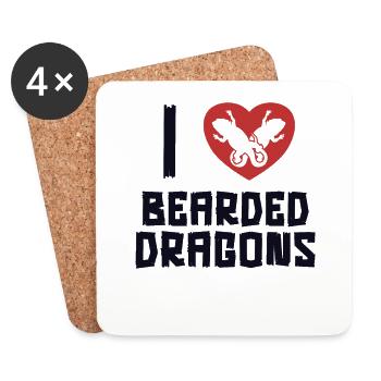 I love Bearded Dragons Pogona Pet Lizard Bearded - Coasters (set of 4) - white - Front
