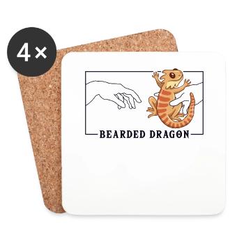 Michelangelo Creation of Adam Bearded Dragon - Coasters (set of 4) - white - Front
