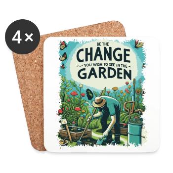 Be The Change Garden Gardening design - Coasters (set of 4) - white - Front