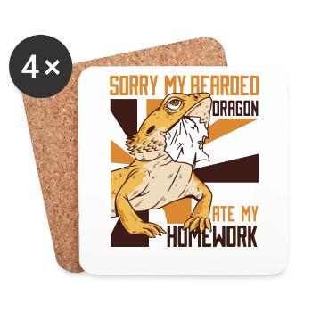 My Bearded Dragon Ate My Homework Pogona Pet - Coasters (set of 4) - white - Front