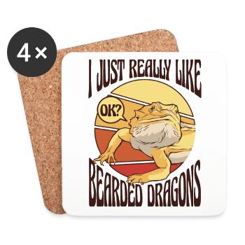 Really Like Bearded Dragons Pogona Lizard Pet - Coasters (set of 4) - white - Front