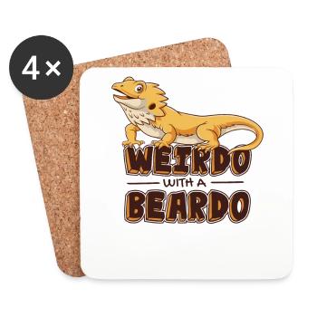 Weirdo With A Beardo Pogona Lizard Pet Owner - Coasters (set of 4) - white - Front