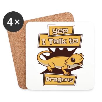 I Talk To Dragons Pogona Pet Lizard Owner Bearded - Coasters (set of 4) - white - Front
